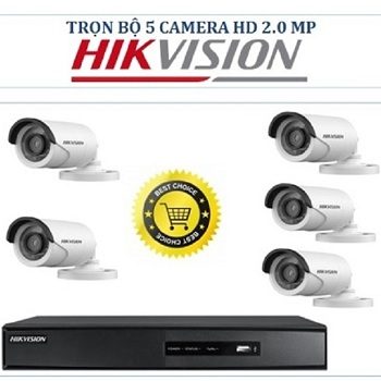 trọn bộ 5 camera tầm trung hikvision 2mp
