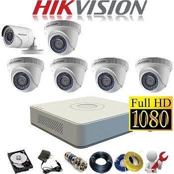 trọn bộ 6 camera giá rẻ hikvision 1mp